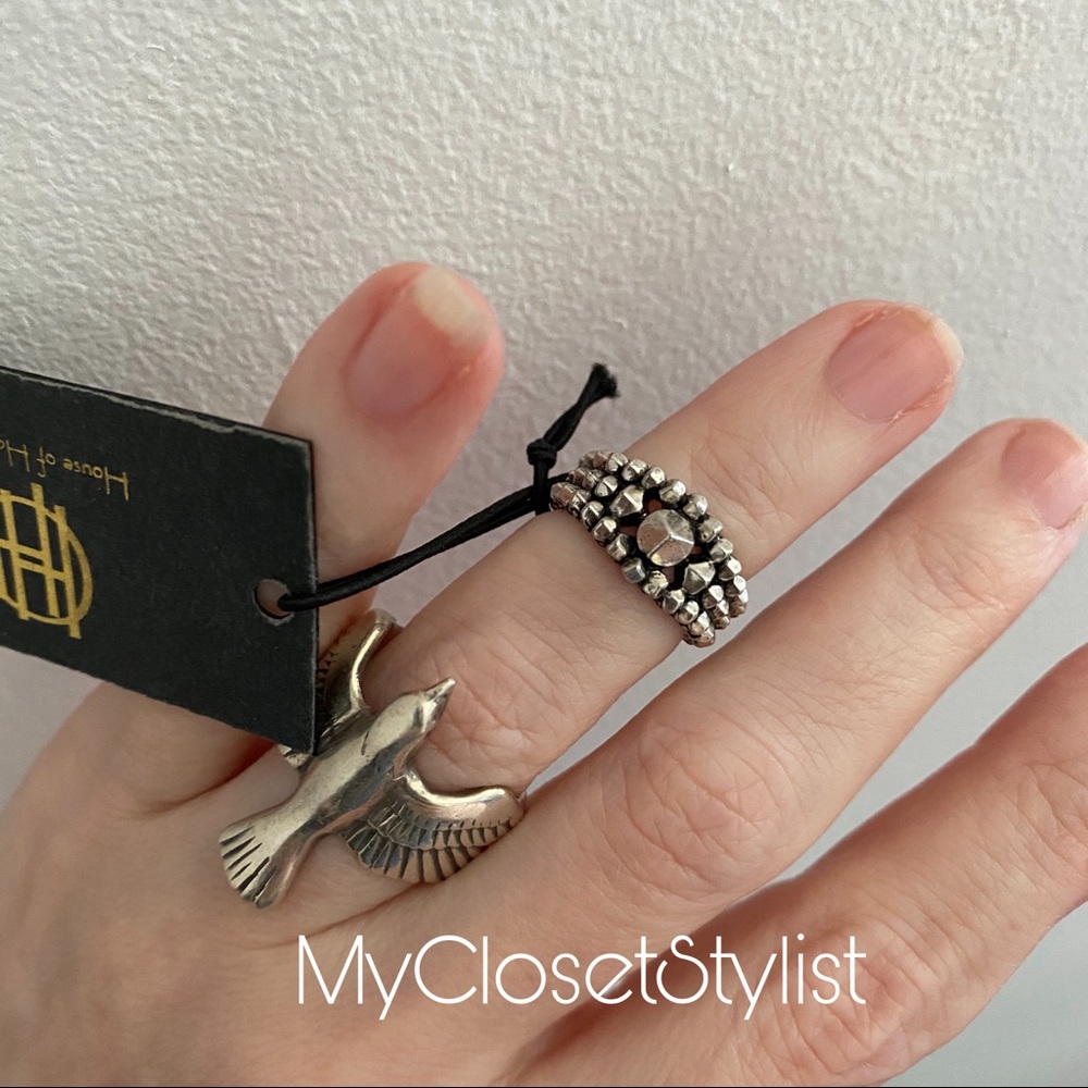House of Harlow Studded MIDI Silver Rocker Ring! 3 - Picture 2 of 9